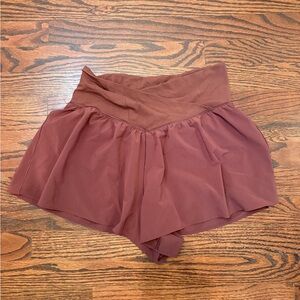 Women’s Crossed Waistband Burgundy Aerie Shorts